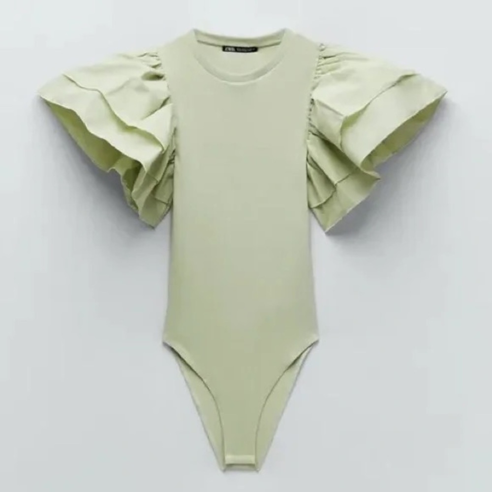Zara Ruffle Body Suit Top S